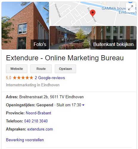 Google mijn bedrijf Extendure